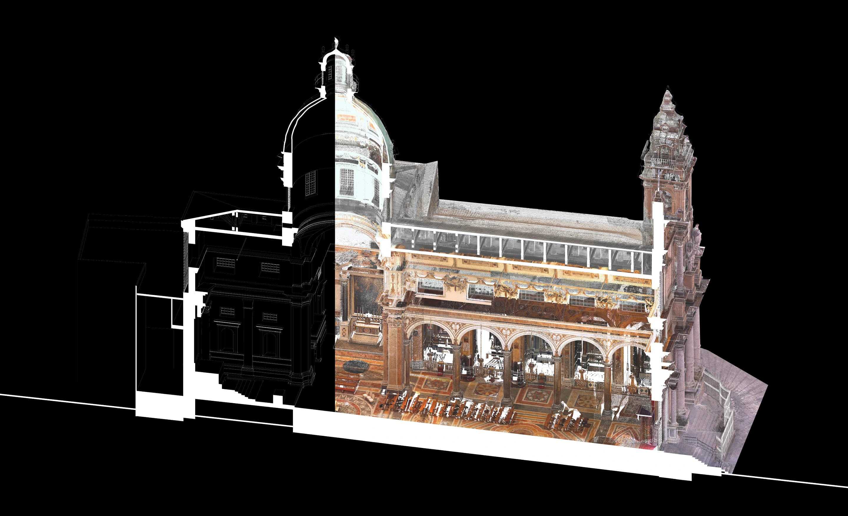 chiesa-olivella-spaccato-assonometrico-bim-con-nuvola-di-punti-deal-studio